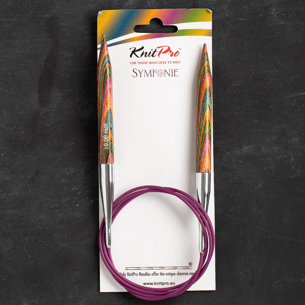 KnitPro Symfonie 10 mm 100 cm Ahşap Misinalı Şiş - 21361